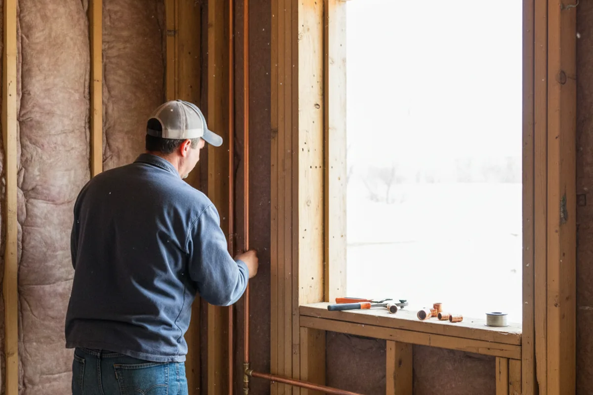Licensed plumber running new copper supply lines in a Galesville home