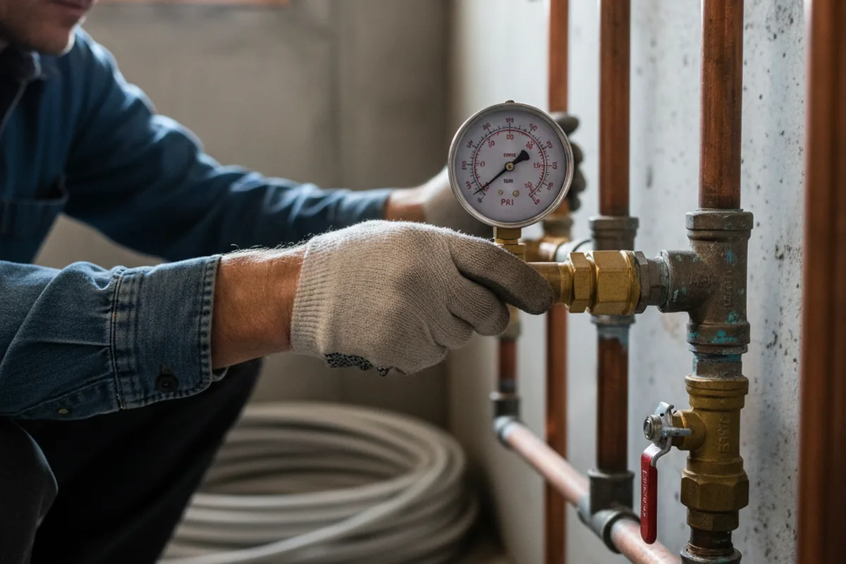 Pressure testing a repaired line during Water Line Repair in Galesville
